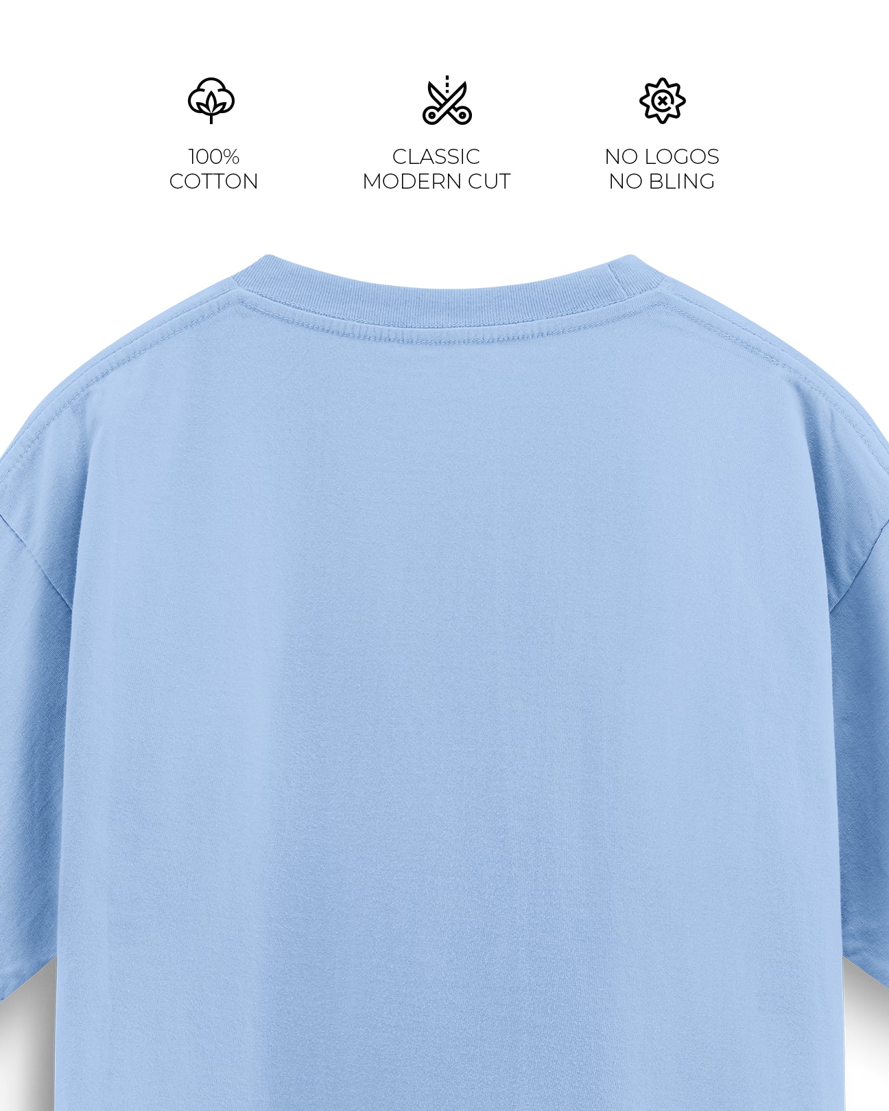 Oversized Blank T-Shirt - Frosty Sky Blue