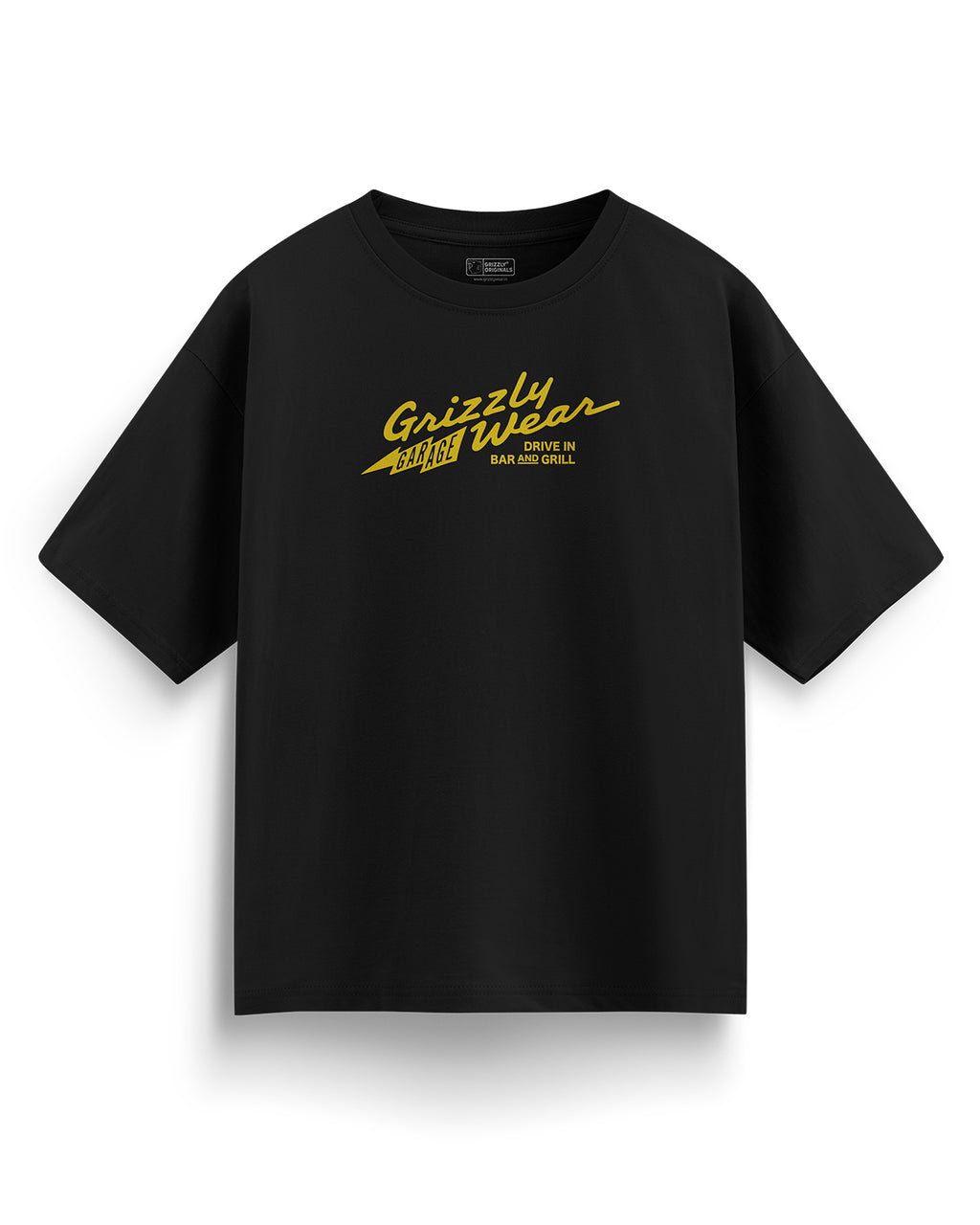 Oversized Graphic Grizzly Bar T-Shirt - Midnight Black