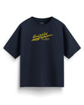 Oversized Graphic Grizzly Bar T-Shirt - Navy Blue