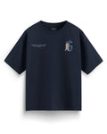 Oversized Graphic Mascot T-Shirt - Navy Blue