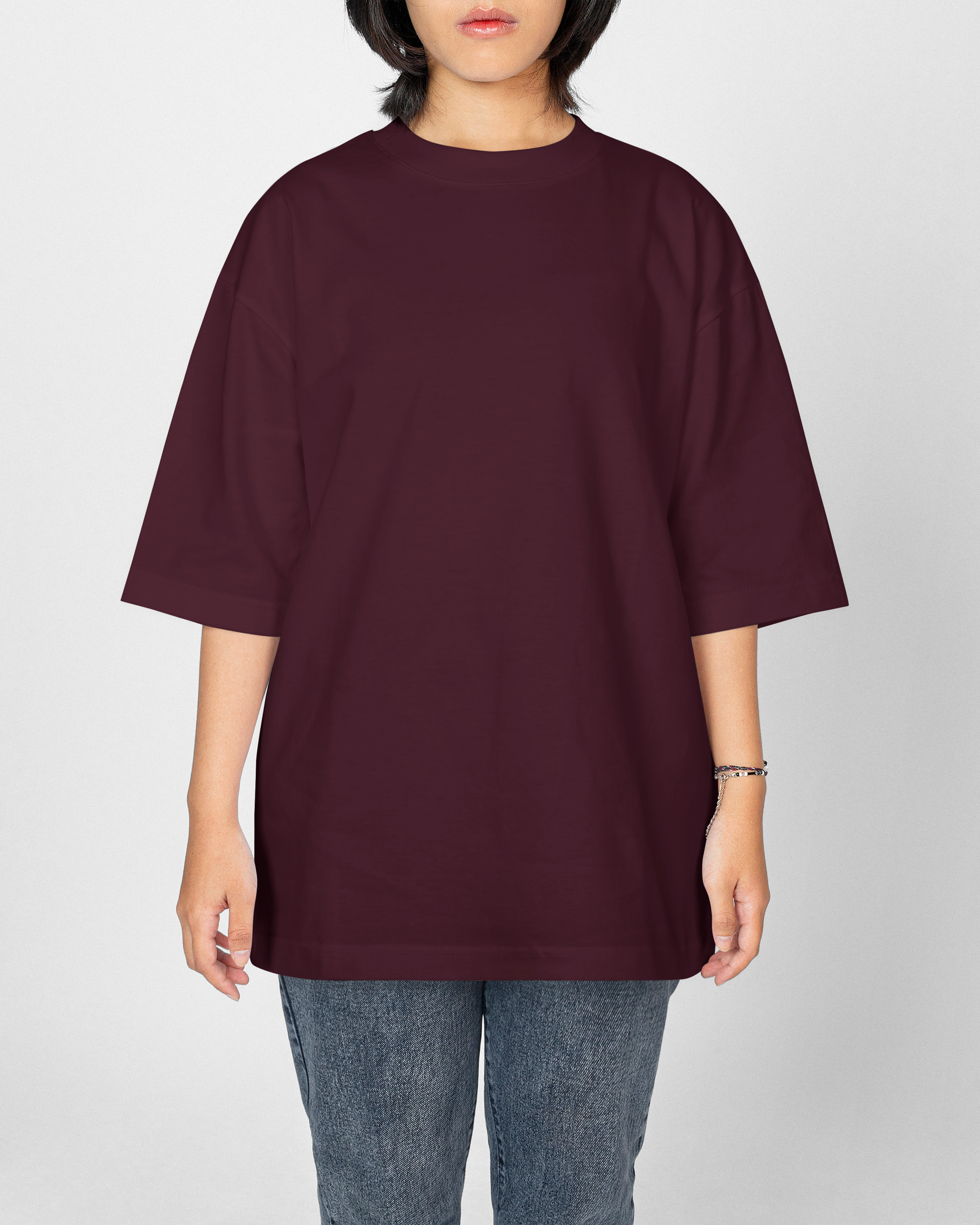 Maroon Oversized Premium T-Shirt- Women