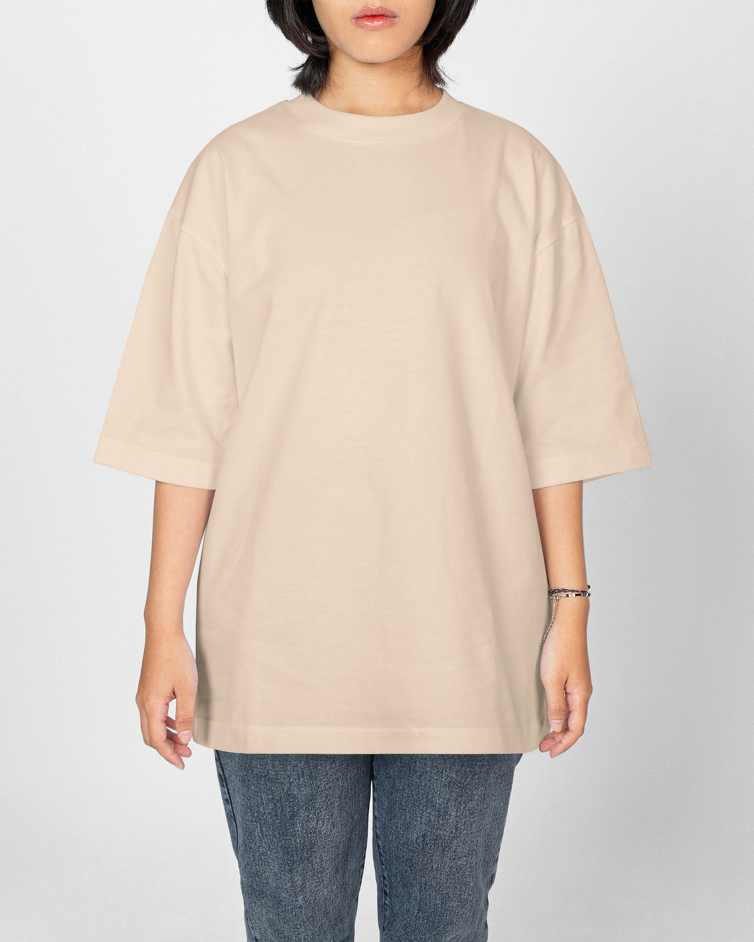 Beige Oversized Premium T-Shirt- Women